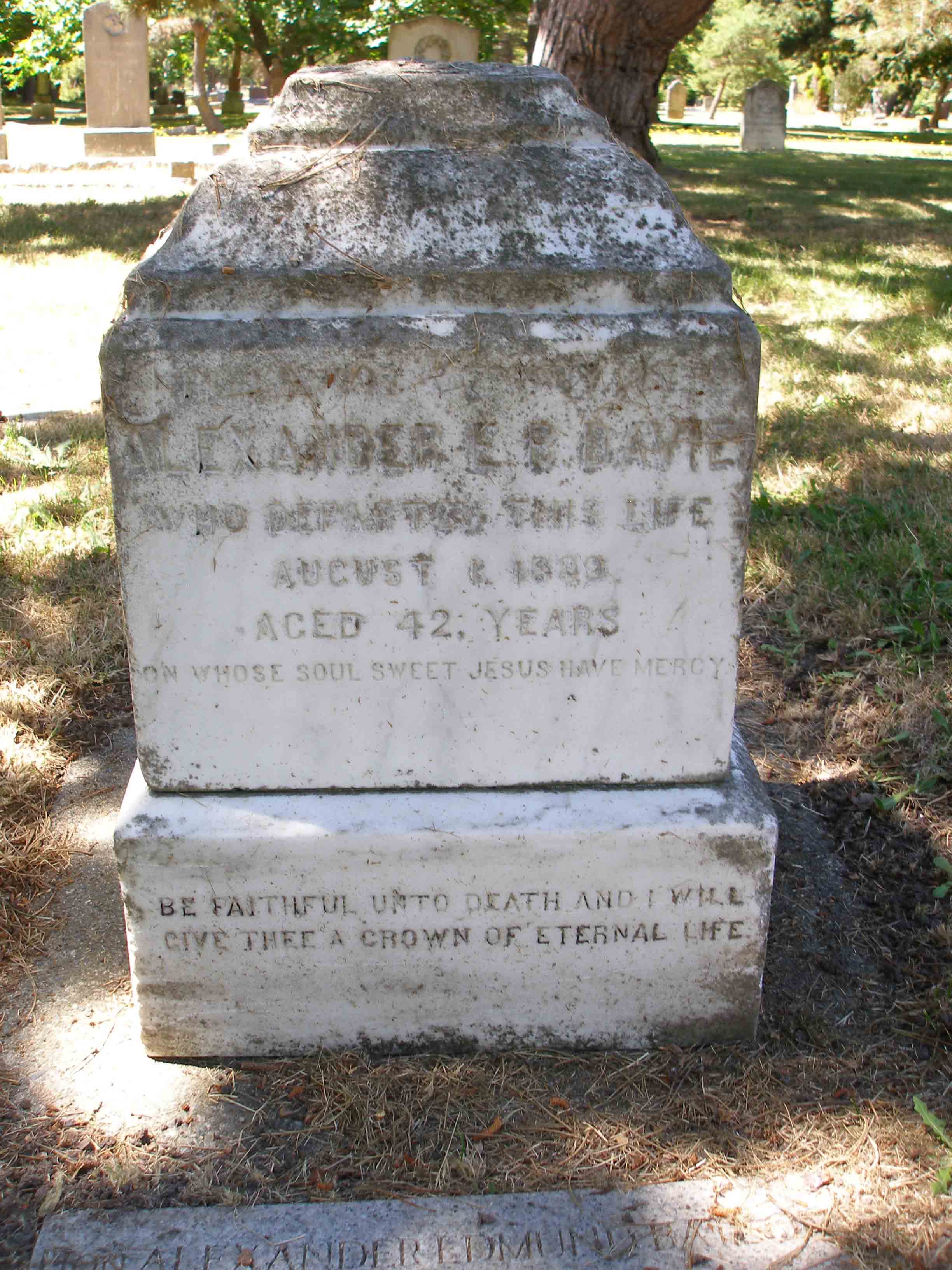 Alexander davie gravestone-Ross Bay Cemetery